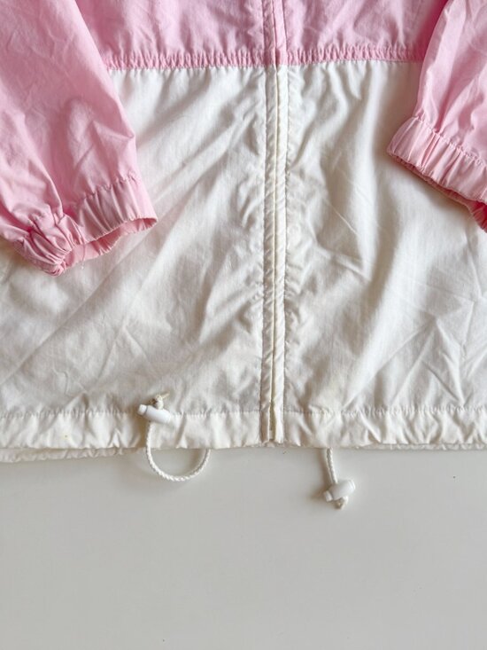 Vintage 00's WINDRIVER Pink White Nylon Hooded Windbreaker Jacket, Size L - Picture 13 of 16